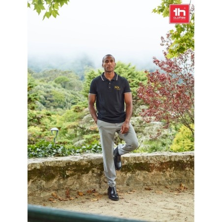 THC ROME. Polo bicolore en coton pour hommes