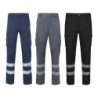 VL DIONYSUS. Pantalon stretch multipoches (240g/m²), en coton (46%), EME (38%) et polyester (16%)