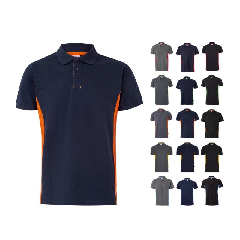 VL SUPAY. Polo piqué bicolore (180g/m²), manches courtes, en coton (60%) et polyester (40%)