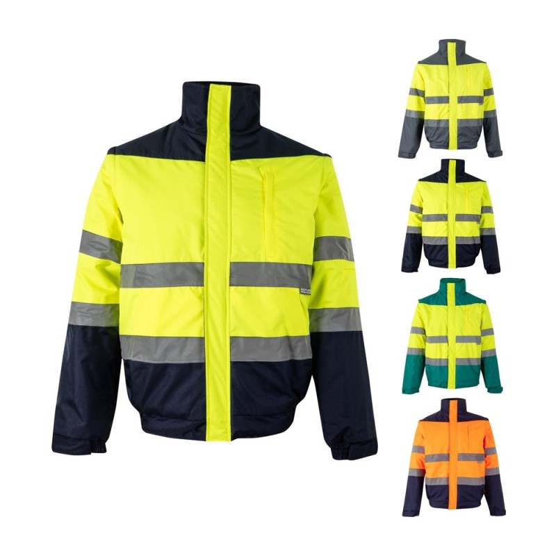 VL JUPITER LARGE. Veste rembourrée bicolore (180g/m²) en polyester (100%), avec finition PU