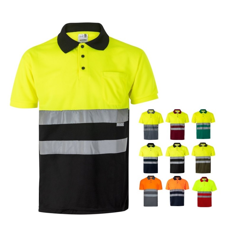 VL CUPID. Polo piqué bicolore (160g/m²) à manches courtes, en polyester (100%)