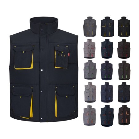 VL NERGAL. Gilet rembourré, bicolore, multipoches (120g/m²), en polyester (100%)
