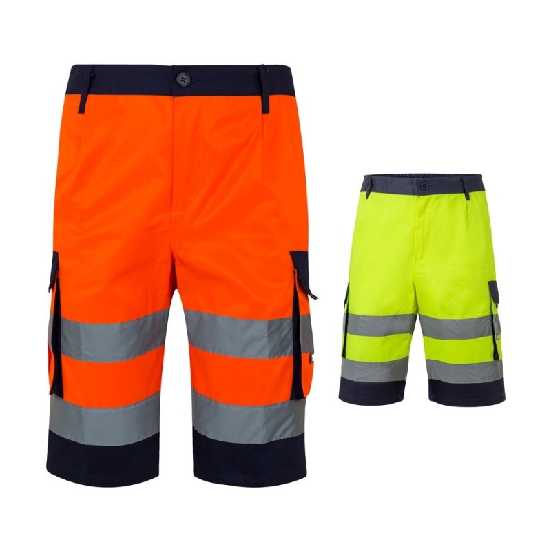 VL HADES. Bermuda bicolore multi-poches (210g/m²), en coton (20%) et polyester (80%)