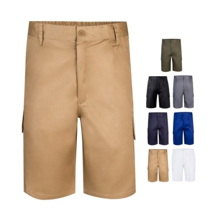 VL CHIONE. Bermuda sergé, multipoches (200g/m²), en coton (35%) et polyester (65%)