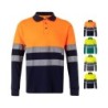 VL PLUTO LARGE. Polo piqué bicolore (150g/m²) à manches longues, en coton (55%) et polyester (45%)