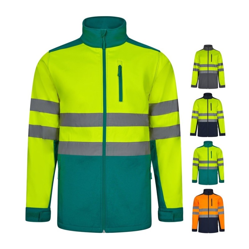 VL HESTIA LARGE. Veste soft shell bicolore (280g/m²), doublée polaire et membrane TPU, en polyester (96%) et élasthanne (4%)