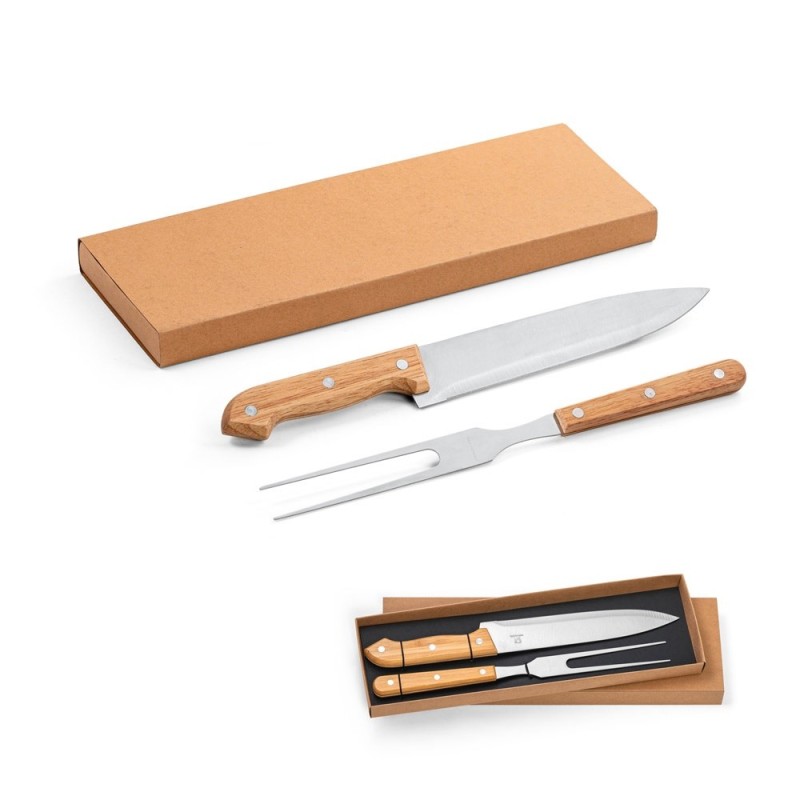 SALSA. Ensemble de 2 pièces pour barbecue en bambou et acier inoxydable