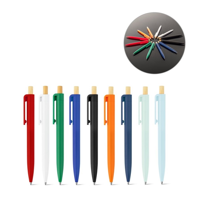 ZARA. Stylo à bille en ABS recyclé (100% rABS) avec bouton en bambou