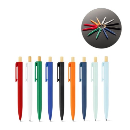 ZARA. Stylo à bille en ABS recyclé (100% rABS) avec bouton en bambou