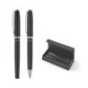 SARAMAGO. Coffret haut de gamme comprenant 1 stylo à bille et 1 stylo roller en cuivre et acier inoxydable, à encre bleue