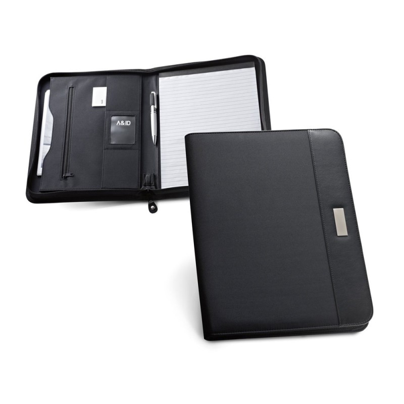 PASZO. Porte-documents A4 en PU et microfibre avec bloc de pages lignées