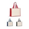 HELSINQUE COLOUR. Sac en toile (320 g/m²), avec fond et côtés en jute laminé (350 g/m²) de couleur