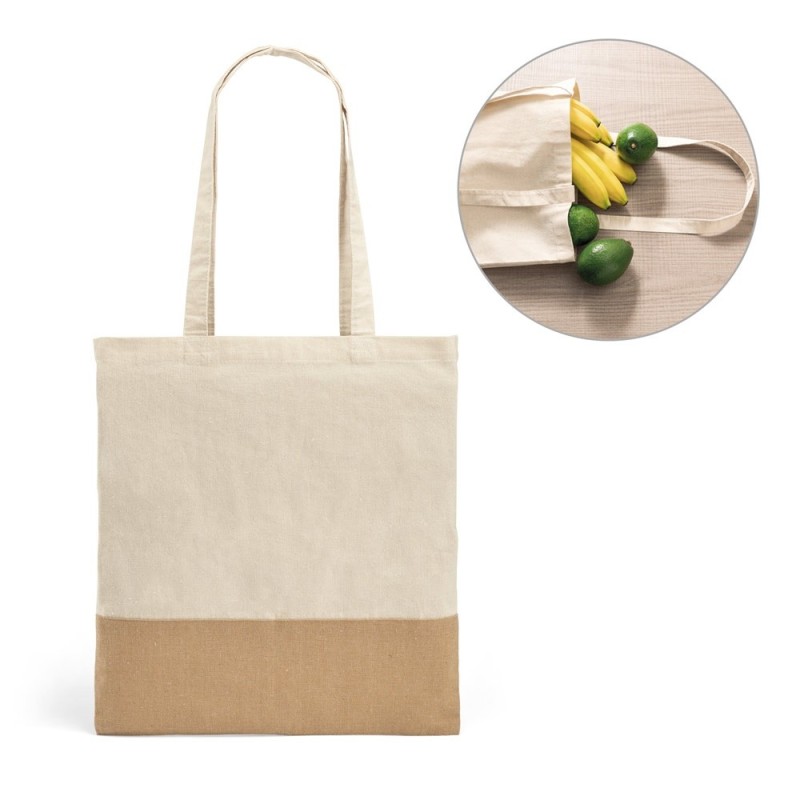 MERCAT. Sac 100% coton (160 g/m²) avec détails en imitation jute