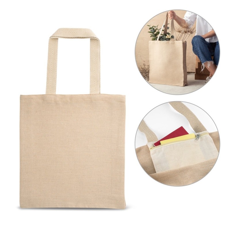 PADOVA. Sac en juco (275 g/m²) 100% coton (120 g/m²) avec poche intérieure