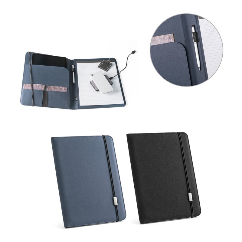 EMERGE FOLDER II. Porte documents A4 en 300D polyester recyclé (100% rPET) avec fermeture élastique