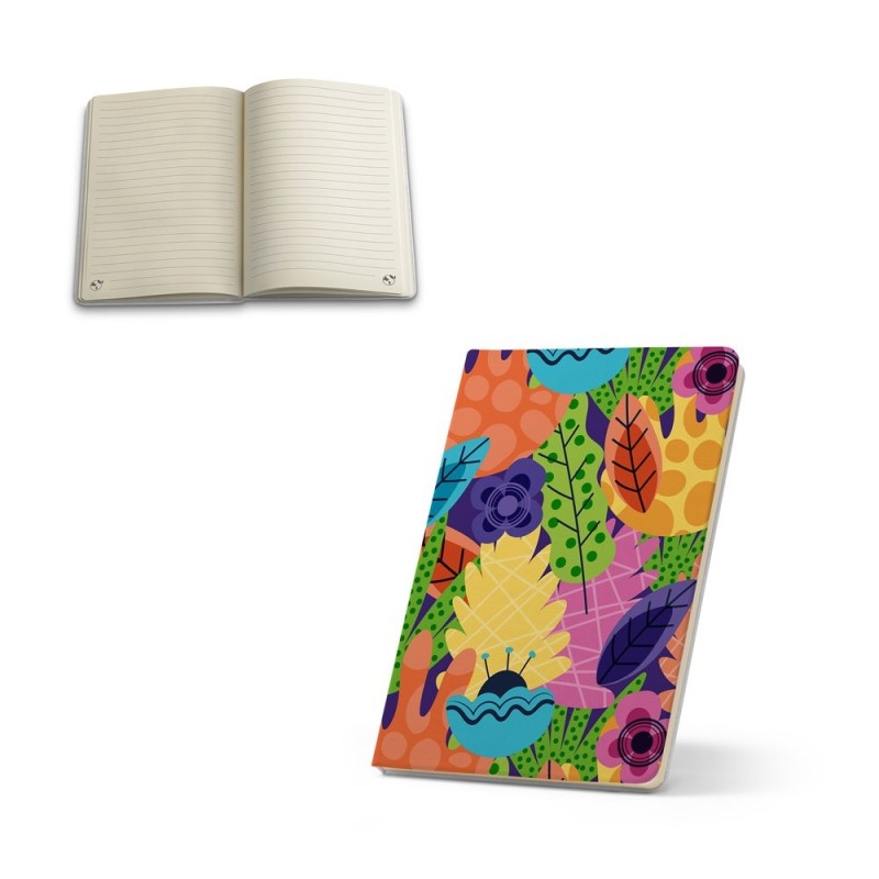 ANNE SUB. Cahier A5 en polyester recyclé (100% rPET) 300D, idéal pour la personnalisation par sublimation