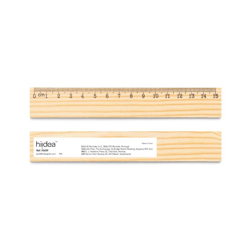 WESLEY 15. Règle en bois de pin avec échelle graduée de 15 cm