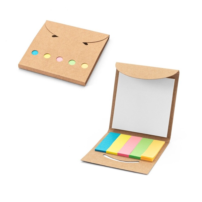 AINSLEY. Set de bureau 2 en 1, fabriqué à partir de papier 100 % recyclé, avec 6 blocs-notes autocollants
