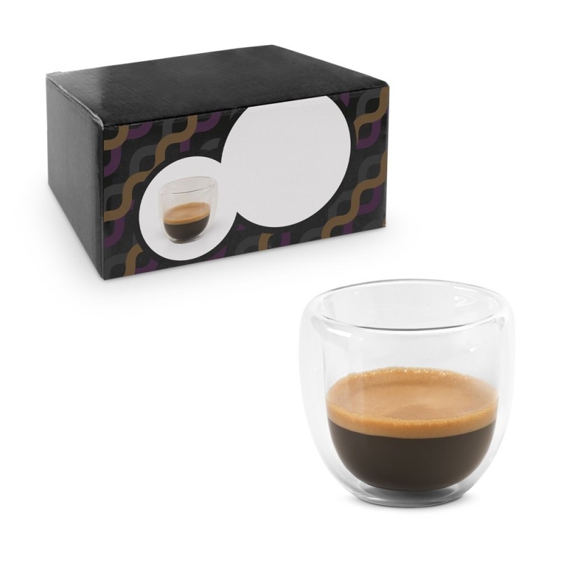 EXPRESSO. Set à café en verre borosilicaté avec 2 verres