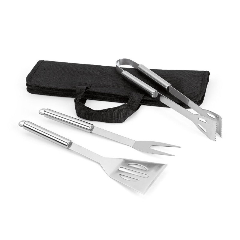 SOARES. Set de barbecue de 3 pièces en acier inoxydable
