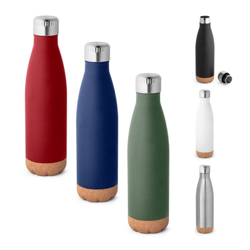 SOLBERG. Thermos 560mL en acier inox avec base en liège