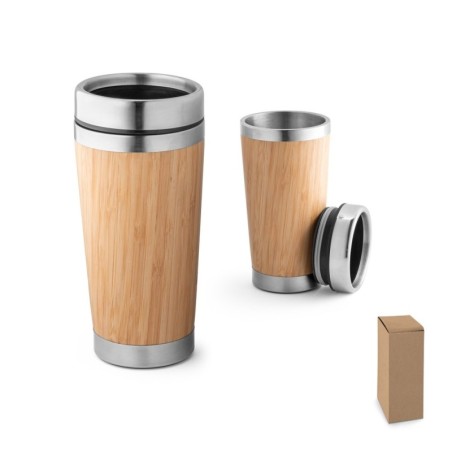 PIETRO. Tasse de voyage 500mL en babou et acier inox