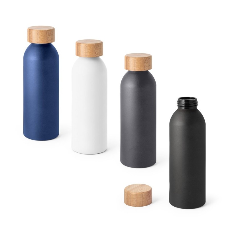 QUETA. Bouteille 550mL en aluminium avec bouchon en bambou