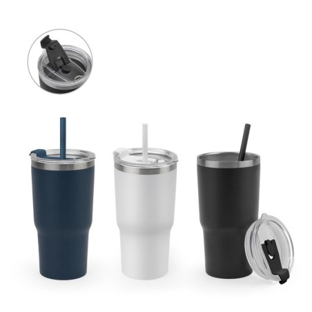 JOYNER M. Gobelet de voyage compact en acier inoxydable (91% recyclé) avec double paroi isolée sous vide et finition mate 600 mL