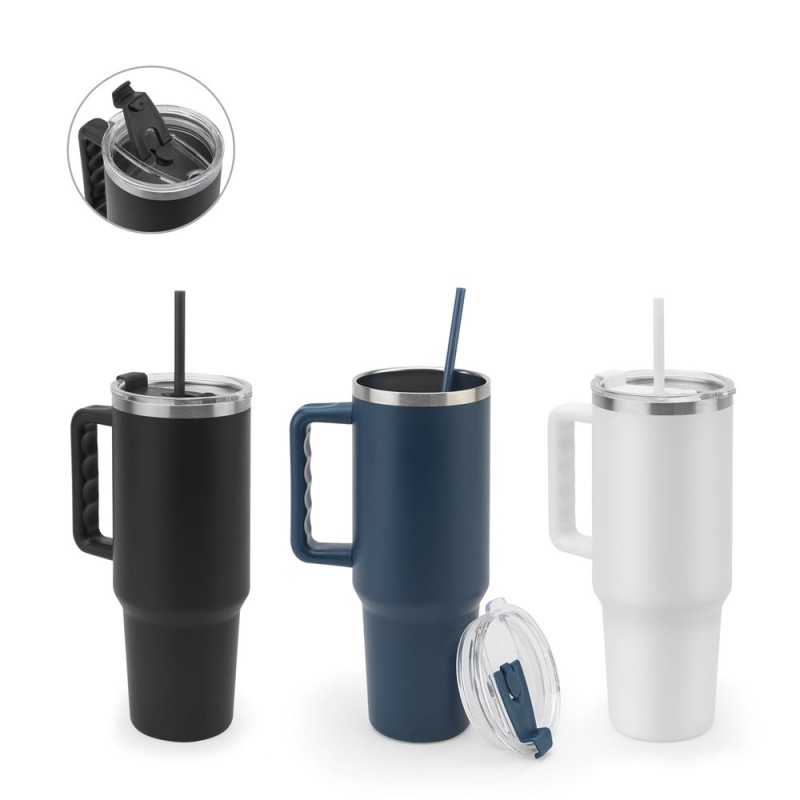 JOYNER XL. Grand gobelet de voyage en acier inoxydable (91% recyclé) avec double paroi isolée sous vide et finition mate 1300 mL