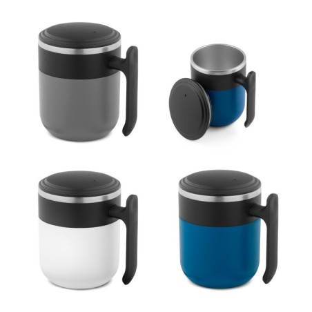 MALDINI. Mug de voyage avec paroi intérieure en acier inoxydable et finition mate, 400 mL