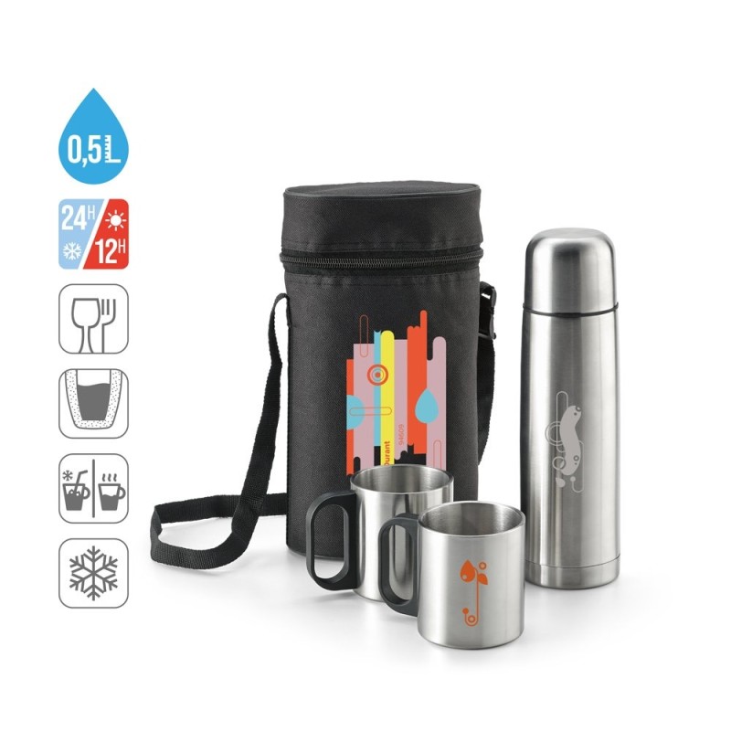 DURANT. Ensemble thermos et mug en acier inoxydable