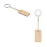 HOPPS. Porte-clés rectangulaire en bambou avec cordon en PET