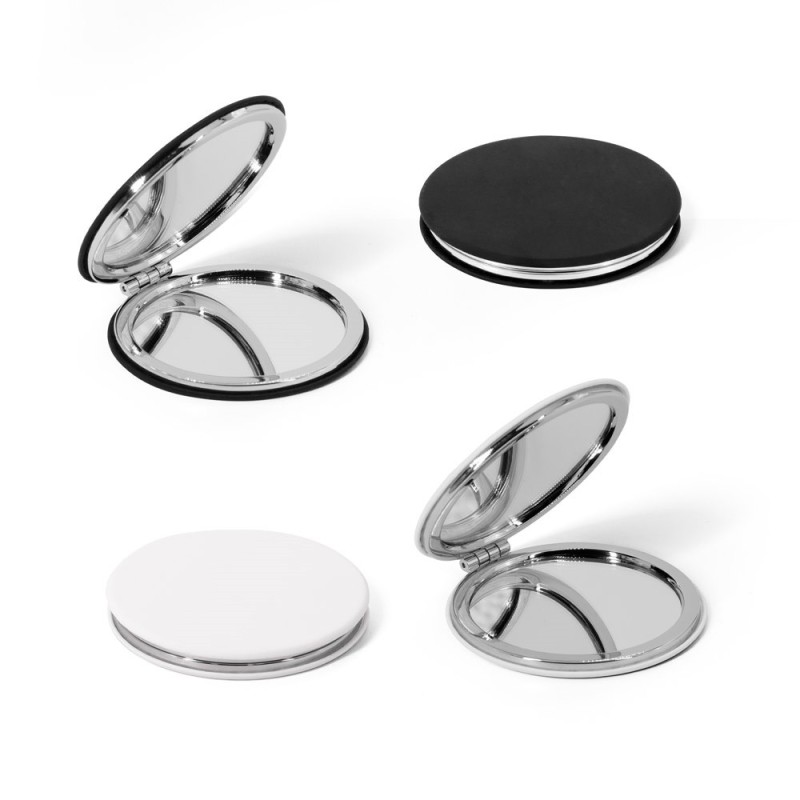 FREYA. Miroir rond double face avec extérieur en PU mat