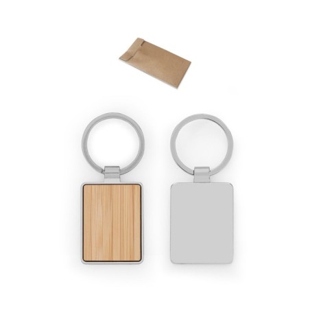 GASTON RECTANGULAR. Porte-clés rectangulaire en zinc et bambou