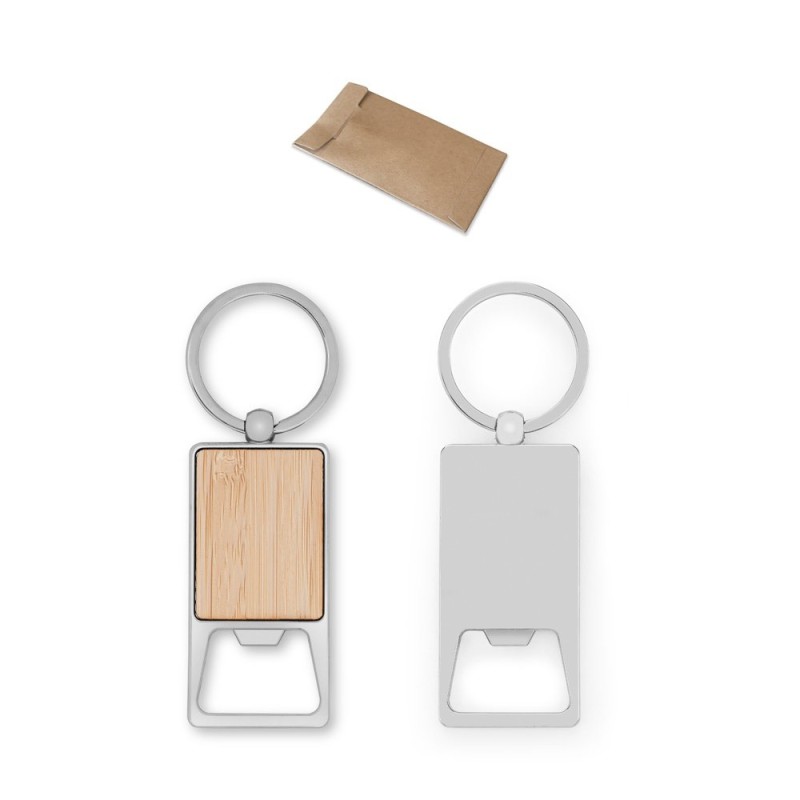 SYLVESTER. Porte-clés rectangulaire en fer avec décapsuleur