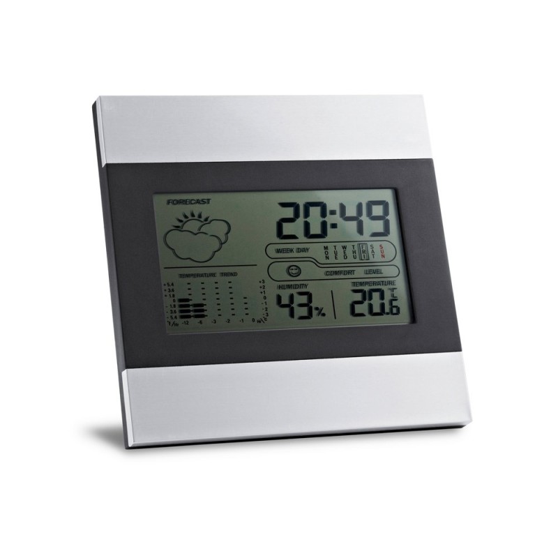 DENE. Station météo de bureau avec écran LCD en aluminium et ABS