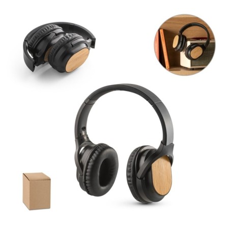 GOULD. Casque sans fil pliable avec autonomie de 4 heures en bambou et ABS