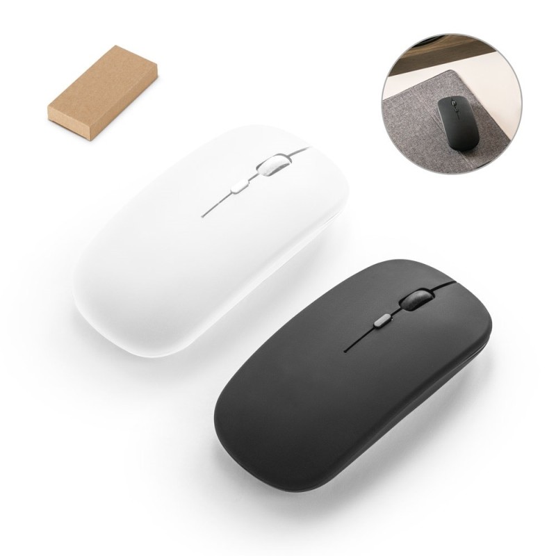 KHAN. Souris sans fil avec batterie 500mAh en ABS recyclé (100 % rABS)