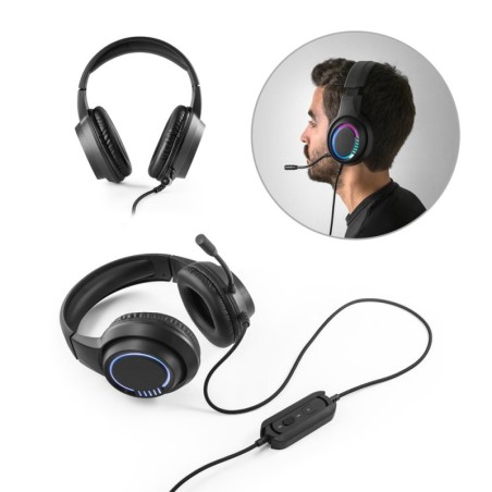 Thorne Headset RGB. Écouteurs gaming avec câble, microphone et lumières LED RVB en ABS