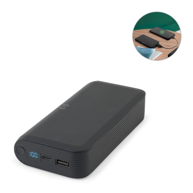 BECKER 20. Batterie nomade de 20 000 mAh en ABS recyclé (100 % rABS) avec chargeur sans fil ultrarapide de 15 W
