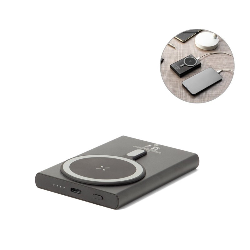 WRIGHT 5. Batterie externe magnétique avec recharge ultra-rapide en aluminium recyclé et ABS recyclé 5 000 mAh