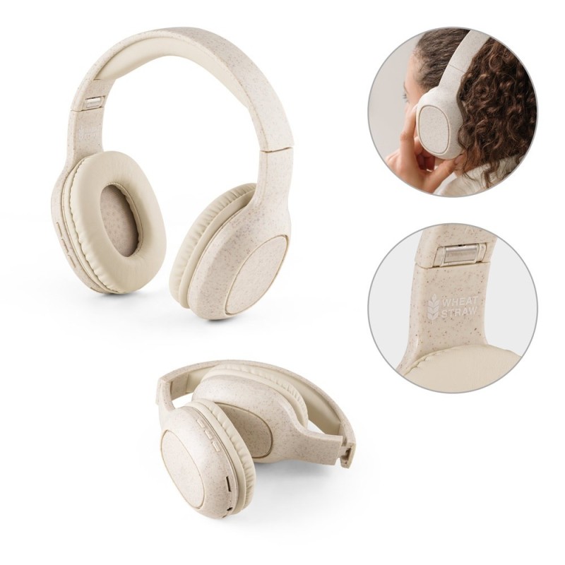 FEYNMAN. Casque sans fil pliable avec autonomie de 4 heures en paille de blé et ABS