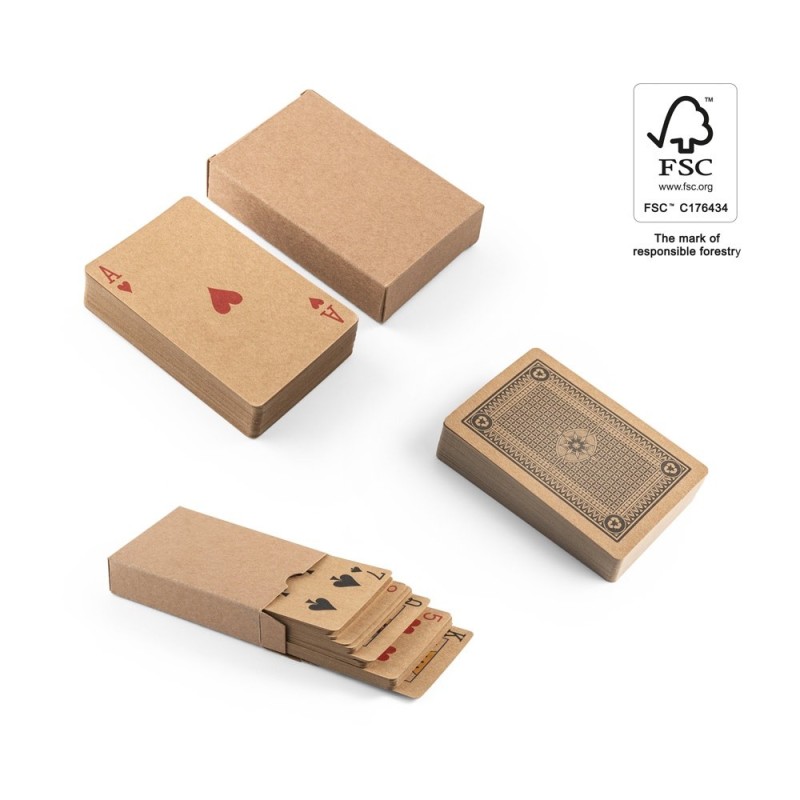 FISCHER. Jeu de 54 cartes classiques en papier kraft, fabriquée à partir de matériaux certifiés FSC™ et d'autres matériaux