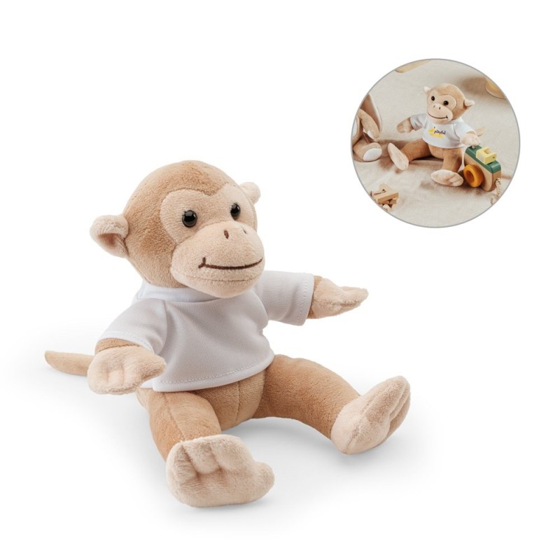 MONKY. Peluche en forme de singe avec t-shirt