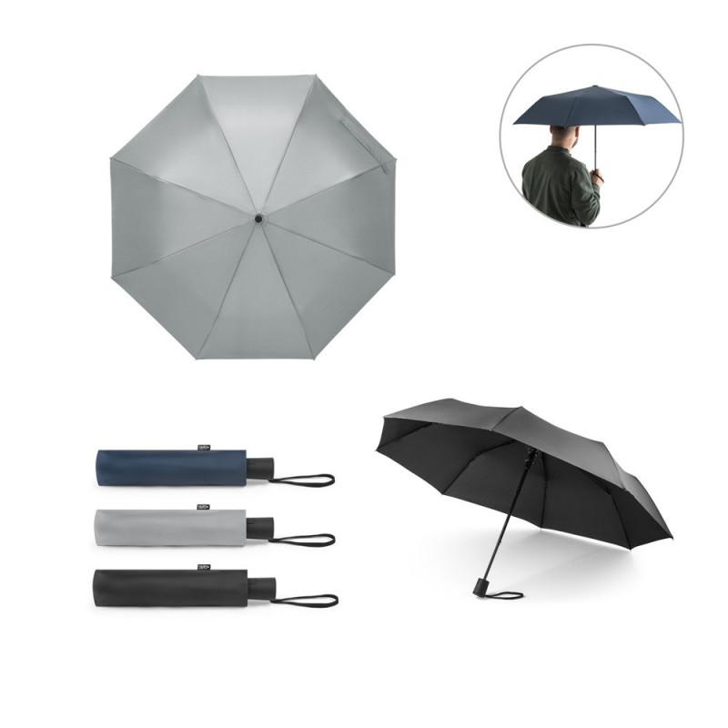 CIMONE. Parapluie pliable en polyester recyclé (100% rPET) pongé 190T avec ouverture automatique
