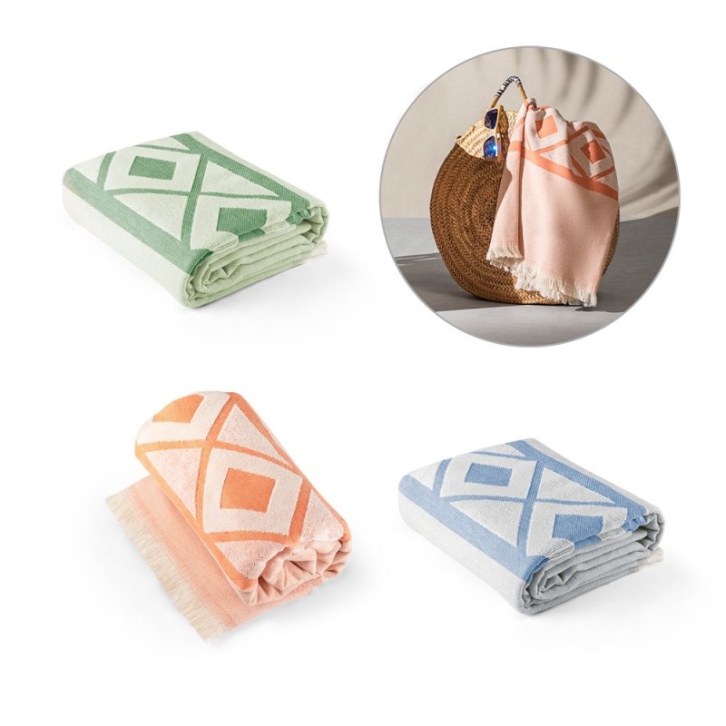 MALEK. Serviette de toilette multifonctionnelle et de bain (350g/m²) en coton léger et résistant (85%) et en coton recyclé (15%)