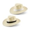 EDWARD POLI. Chapeau de paille naturelle avec bande en polyester