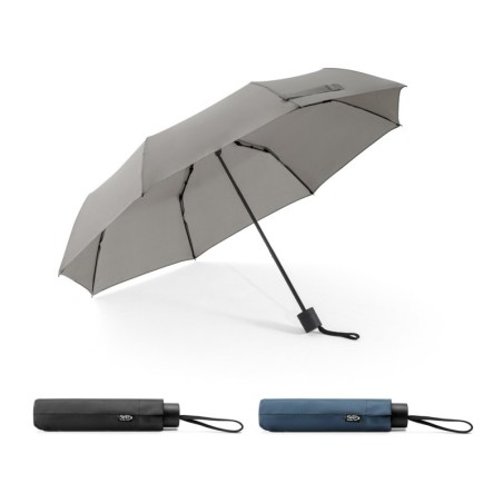 AIDEN. Parapluie 21" en polyester recyclé (100% rPET) pongé 190T, pliable en 3 parties