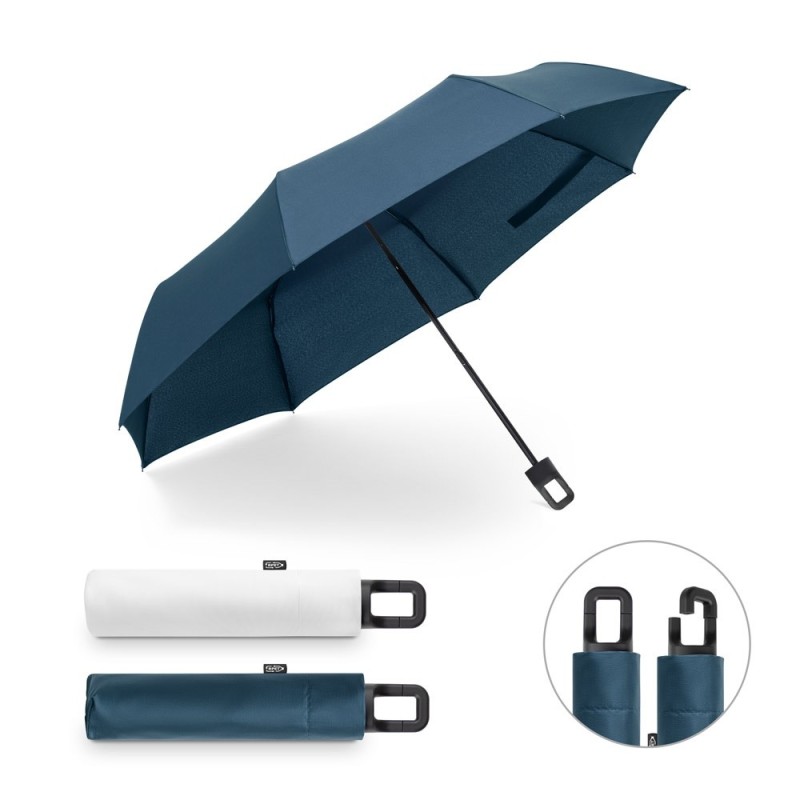 GEORGE. Parapluie 21 pouces fabriqué à partir de polyester recyclé (100 % rPET) et de pongé 190T résistant au vent