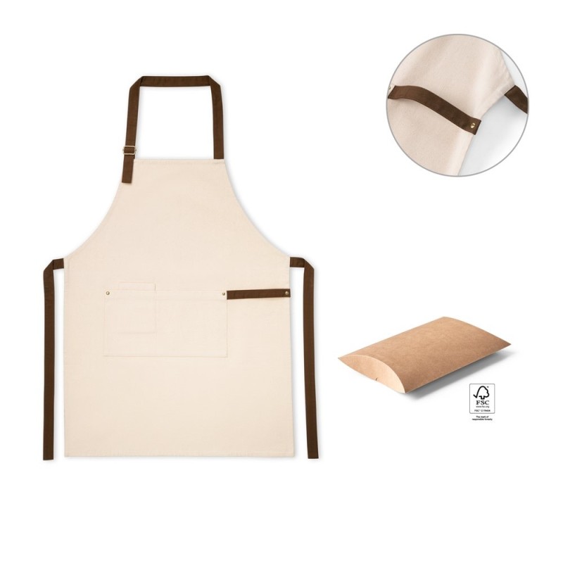 HOLM. Tablier en toile 100% coton (320 g/m²) avec détails en métal